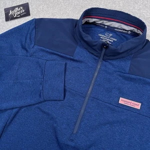 Camisa Pullover Vineyard Vines Para Hombres Grande Azul Bahía Profunda Rendimiento 1/2 Cremallera Oveja - Imagen 1 de 14