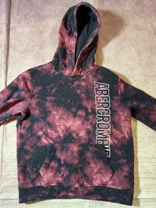 Abercrombie Hoodie Boys Sz 15/16 Red Black Tie Dye Pullover Athletic School Gym - Picture 1 of 10