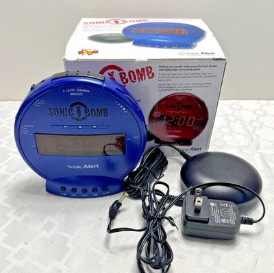Sonic Alert SONIC BOMB Extra Loud Vibrating Alarm Clock Bed Shaker Lights NEW - Image 1 of 4