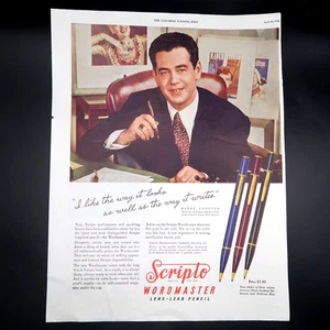 Scripto Wordmaster Matita Pubblicità 1946 Vintage Full Color Harry Conover - Foto 1 di 4