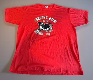 Vintage Londons Dairy On The Moo Shirt Xl Cow Milk Farm 90s USA Single Stitch - Picture 1 of 7
