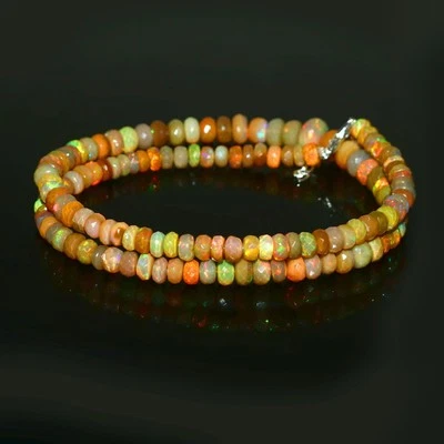 AAA Flashy Opal Beads Rondelle Opal Beads Orange Opal Handmade Necklace6486--249 - Image 1 of 2
