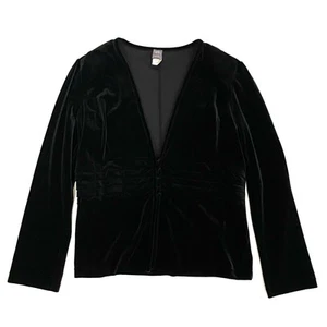 Vintage 90s Hanky Panky Black Velvet Shirt Jacket with Pintuck Detail Size Large - Bild 1 von 10