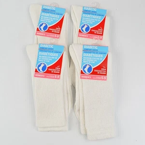 Diabetic Women Comfort Cushioned Crew Socks White Size 5-9 - 4 Pair NEW - Picture 1 of 3