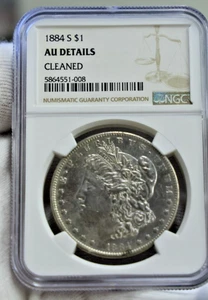 1884 S US Morgan Silver Dollar $1 NGC AU Details (Cleaned) - Picture 1 of 2
