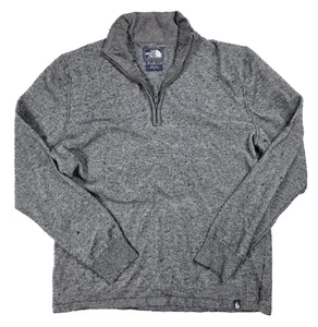 The North Face Gray Wool Blend 1/4 Zip Mock Neck Sweater Men's Size L VTG - Picture 1 of 5