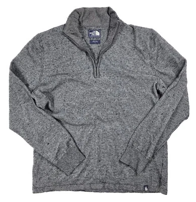 The North Face Gray Wool Blend 1/4 Zip Mock Neck Sweater Men's Size L VTG - Image 1 of 4