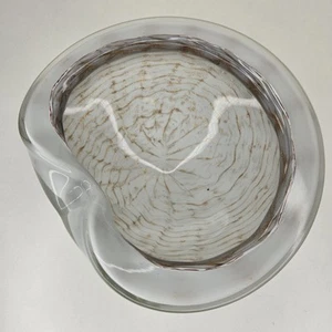 Murano Italy Italian Art Glass Vintage Milkglass White Gold Aventur Flakes Bowl - Picture 1 of 23