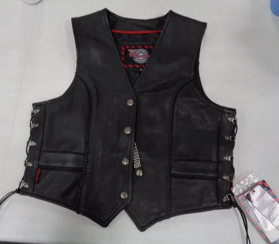 NWT Milwaukee Leather Men's Black Leather Side Lace Conceal Carry Biker Vest L - Image 1 of 4