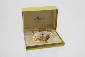 Vtg Matisse Renoir Modernist Copper Hinged Clamper Bracelet w/ Box & Foil Label - Picture 1 of 13