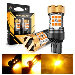 AUXBEAM 7443 7440 Amber LED Front Turn Signal Light Bulbs No Hyper Flash CANBUS - Picture 1 of 12