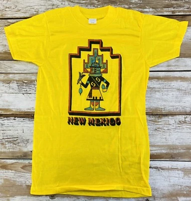 Camiseta vintage años 70 stock muerto amarilla nuevo México niños talla mediana/lrg Foto 1 de 4