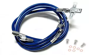 Streamline +3" Extended Steel Braided Front Brake Line Kit Blue Suzuki LTZ400 - Picture 1 of 3