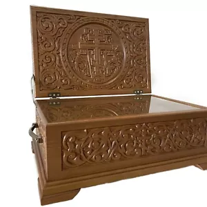 Reliquary Box Orthodox Christian Carved Wooden Handcarved 17.71" - Picture 1 of 5