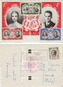 ROYAL WEDDING - GRACE KELLY E RANIERI DI MONACO 1956 - CARTOLINA COMMEMORATIVA - Picture 1 of 1