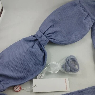 Red Carter Swimsuit Bikini Blueish Purple Top Size Large 10 12 Tie Back New b86 Foto 1 de 4