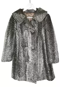 Cappotto pelliccia sintetica vintage Blumenthal Mills Burlington grigio qualità astricana anni 50-60 - Foto 1 di 16