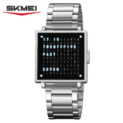 SKMEI Men Rectangle Watch LED Numeral Dail Wristwatch Boys Leather Sport Watches - image 1 of 4
