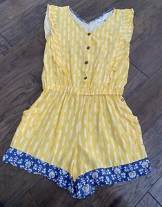 Matilda Jane Brilliant Daydream The Buzz Romper Yellow Blue - Girl's Size 14 - Picture 1 of 7