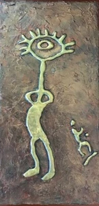 Original Hawaiian Petroglyph Storyboard Painting Acrylic Art - Made in Hawaii - Picture 1 of 3