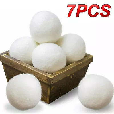 7 Wool Dryer Balls 100% Organic Wool Natural Laundry Fabric Softener new USA - Image 1 of 4