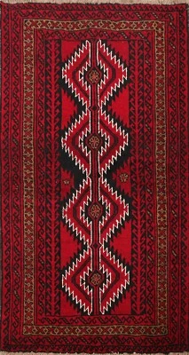 Geometric Hand-Knotted Tribal Balouch Afghan Oriental Area Rug Wool Carpet 4x6 - Image 1 of 4