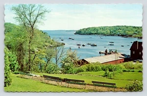 Birdseye View Rockport Maine Harbor Sailboats Motorboats VTG UNP Chrome Postcard - Picture 1 of 2