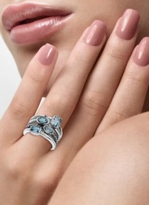 NEW! EFFY BLUE TOPAZ & STERLING SILVER RING/ SIZE 7/ $775 - Picture 1 of 7