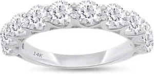0.50 Ct Round Cut Lab Grown Diamond Wedding Band Stacking Ring 14k White Gold - Picture 1 of 7