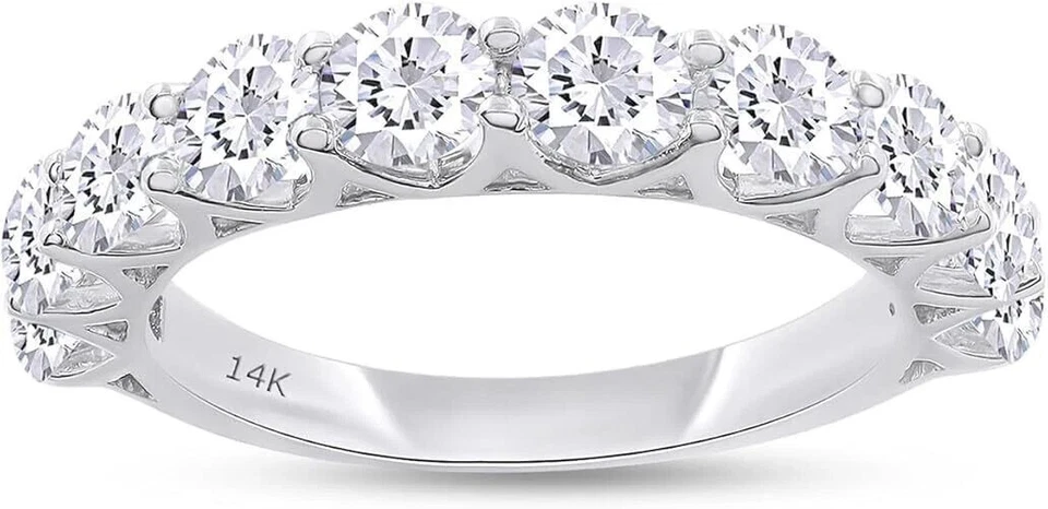 0.50 Ct Round Cut Lab Grown Diamond Wedding Band Stacking Ring 14k White Gold - Image 1 of 4