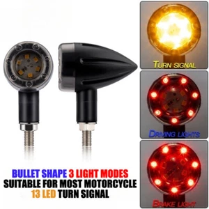 2x Universal Motorcycle Running Turn Signal Tail Blinker Light Lamps For Harley - Picture 1 of 14