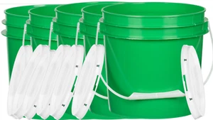 1 Gallon Food Grade Green Made in USA bucket with lid - Pack of 7 containers - Picture 1 of 6