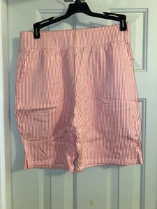 DENIM & CO Striped Knit Seersucker Shorts ROSE sz XS - Picture 1 of 2