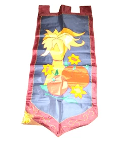FALL PUMPKIN THEMED - Nylon House Yard Flag ~ Tassels ~ Double Sided -23" X 48" - Picture 1 of 2