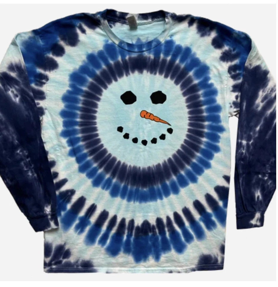 Muñeco de Nieve Navidad Tie Dye Camisa - Manga Larga Tie Dye - Frosty the Snowman Camisa Foto 1 de 1