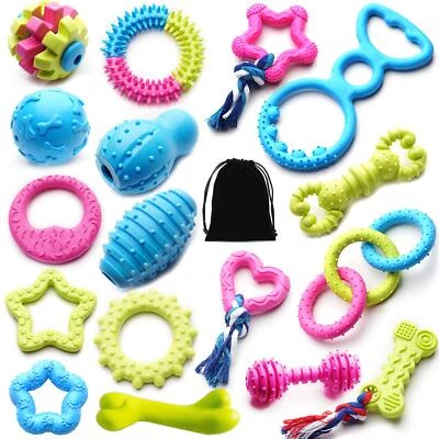 Small Dogs Puppy Chew Toys 17Pack Cute Variety Shape Multi Colors Designs to ... - Image 1 of 4
