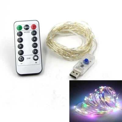 LED USB RGB Copper Wire String Fairy Lights Xmas Party Light Waterproof + Remote - Image 1 of 4