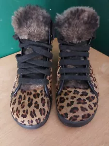Rare Birkenstock Heidi Klum Leopard Print Lace Up Boots Size 5.5 39 Narrow Fit - Bild 1 von 17