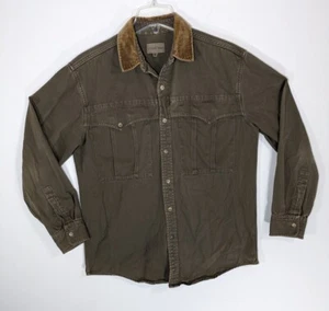 Calvin Klein Button Front Shirt / Light Jacket Olive Corduroy Collar late 70s/80 - Picture 1 of 22