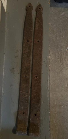 Antique Pair of Hand Forged 1800s Strap Hinges Barn Door 28” Cover