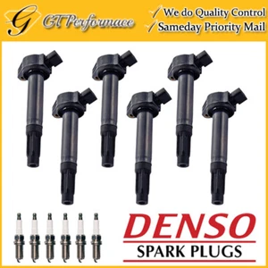 Quality Ignition Coil & DENSO Spark Plug 6PCS for 07-16 Toyota Camry/ Sienna V6 - Picture 1 of 6
