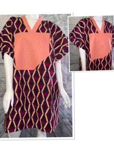 Plus Size Short Dress W Pockets  African Print   Cruise Beach Wear - Picture 1 of 6