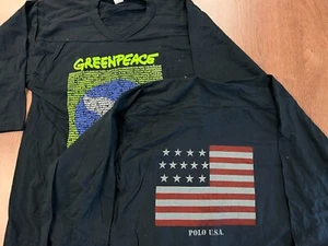 VINTAGE POLO USA FLAG RALPH LAUREN GREENPEACE T SHIRT JERSEY L DEADSTOCK 90S NOS - Picture 1 of 12