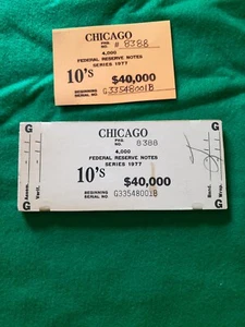 VINTAGE VHTF FEDERAL RESERVE WOOD BLOCK CHICAGO 1977 10's #8388 - Picture 1 of 2