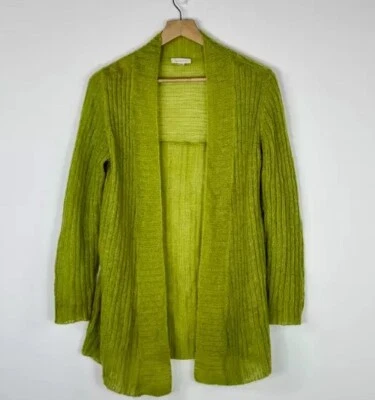 Garnet Hill Women’s Green Mohair Wool Blend Open Front Ribbed Cardigan Small - Image 1 of 4