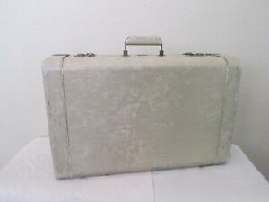 Vintage Towncraft Luggage, Hard sided White - Cream Suitcase - Leather / Faux?