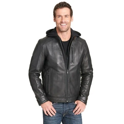 Nueva Chaqueta de Cuero de Cordero Genuina para Hombre Negra Calce Ajustado Motociclista Motocicleta Chaqueta Foto 1 de 4
