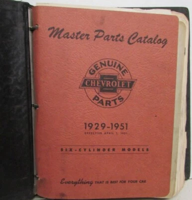 Libro de catálogo de piezas maestras de concesionario Chevrolet 1929-1951 modelos de seis cilindros originales Foto 1 de 4