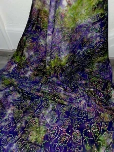 1m purple limegreen   multi color Batik 100% African  Print tye dye fabric 45" - Picture 1 of 2