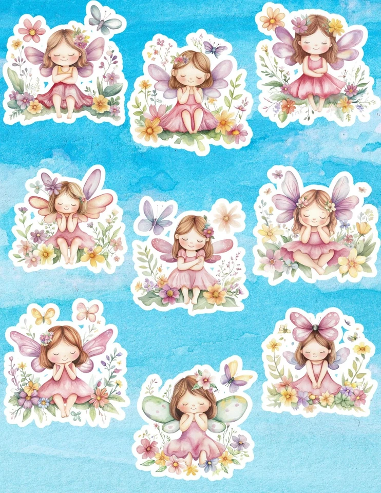 Juego de pegatinas de vinilo troqueladas de hadas florales álbum de recortes computadora portátil botella de agua  Foto 1 de 1